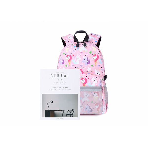 Soekidy Pink Unicorn Polyester Toddler School Backpack With Lunch Bag Pencil Case