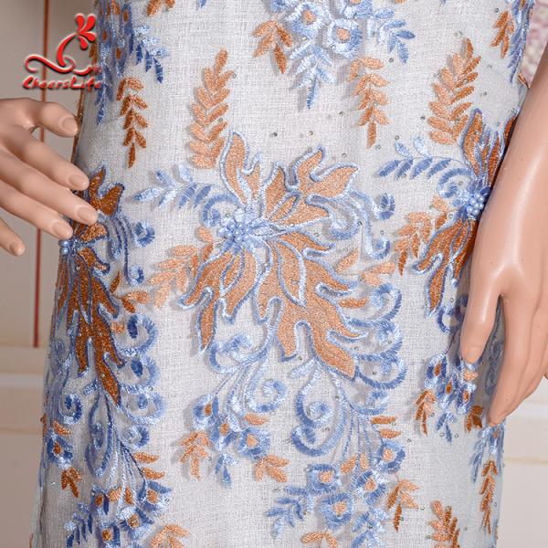 Luxo francês a tela bordada do laço/a tela do laço do tule voile do vestido floresce a decoração