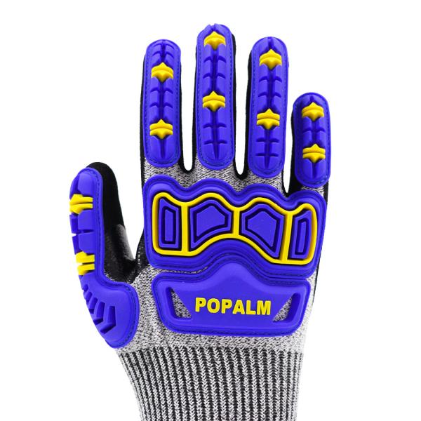 Breathable Oil Field Impact Gloves Non Slip Sandy Nitrile Palm Coated Gloves