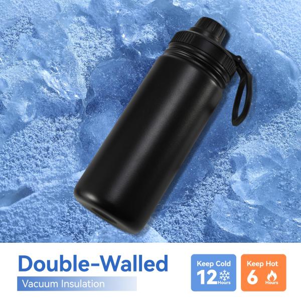 18oz 22oz 24oz 32oz 40oz Insulated Water Bottle With Spout Lid Straw Lid