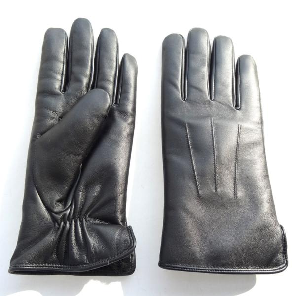Black Winter Motorcycle Gloves , Double Faced Sheepskin Mens Racing Gloves
