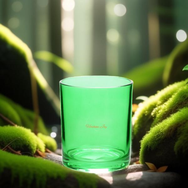 OEM recipientes de velas de vidro de cor verde para fazer velas superfícies lisas