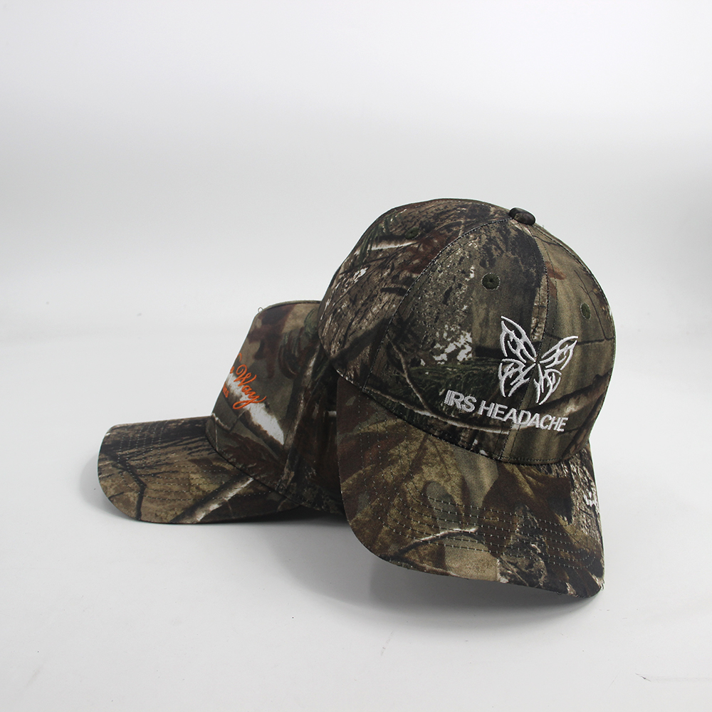 Custom Embroidered Tree Digital Baseball Caps Print Cotton polyester 5 Panel Sport Camouflage Camo Fishing
