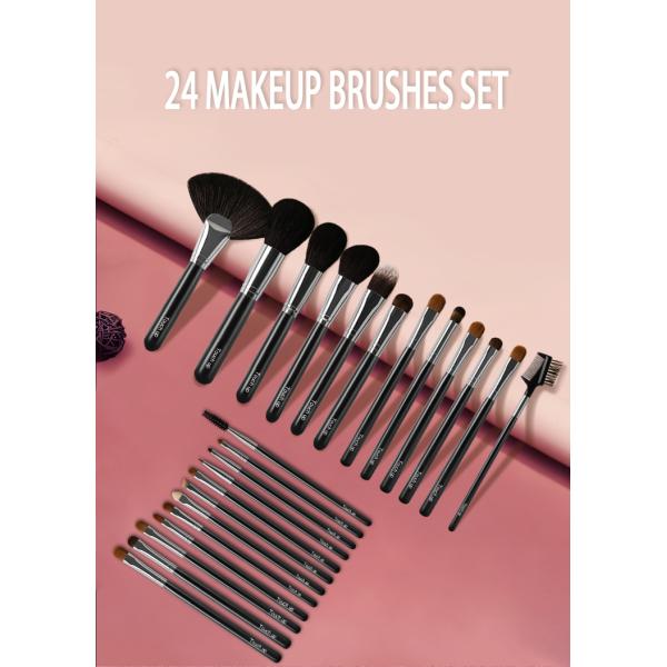 151A43224 24PCS Professional OEM ODM Makeup Brush Set With Makeup Bag Animal Hair Customize Factory