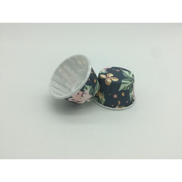 Dark Blue PET Baking Cups Disposable Paper Souffle Cup Romantic Rose Pattern For Pastry