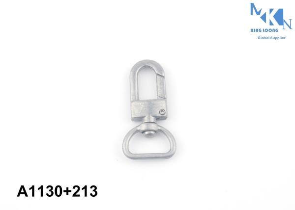 Embossed Logo Bag Snap Hook Matt Silver Plating Corrosion Resistance
