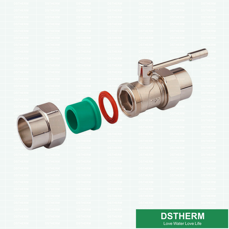 Шариковый клапан санитарного соединения двойника PN25 20mm/25mm/32mm Ppr латунный с шариковым клапаном соединения латунной крышки соединения более тяжелым двойным