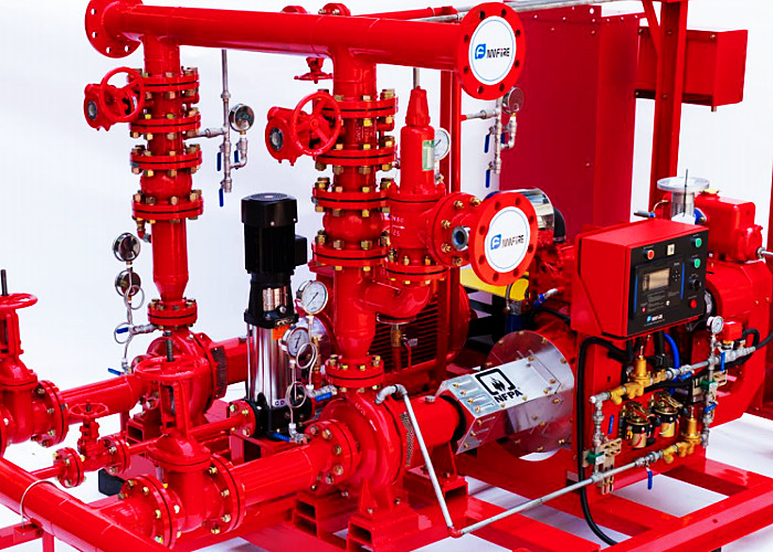 NFPA20 Скид монтированный пожарный насос пакет 500 GPM Конечная всасывающая пожарная система