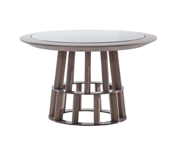 Italy design furniture of Paired Coffee End table in Round shape used by Hand made Oak wood with White snow marble stone
