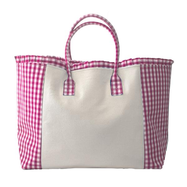 canvas large tote gingham tote weekender handbag travel bag  beach bag