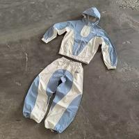 Survêtement en nylon coupe-vent avec logo brodé personnalisé, veste zippée en nylon, pantalon de survêtement, imperméabilisation, ensemble de survêtement, fabrication
