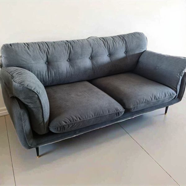 Italian Style Minimalist Double-Seat Framed Retro Sofa Comfortable Straight Row Leisure Fabric Sofa Couch for Apartment Villa