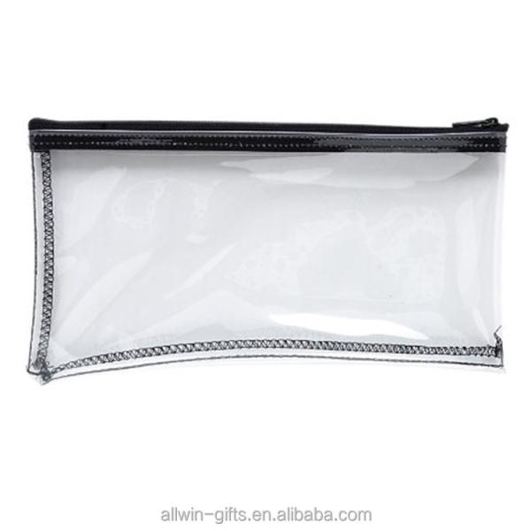 Clear PVC Waterproof Zipper Bank Deposit Bags pencil bag 10.5 X 5.5 Inch