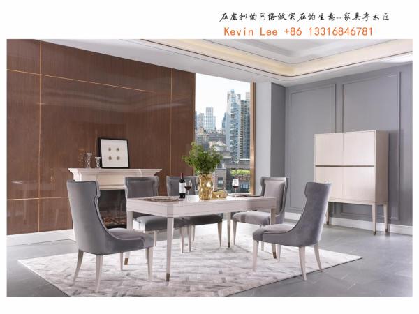 New American style Dining room furniture long table with six chairs and Buffet cabinets from China furniture supplier
