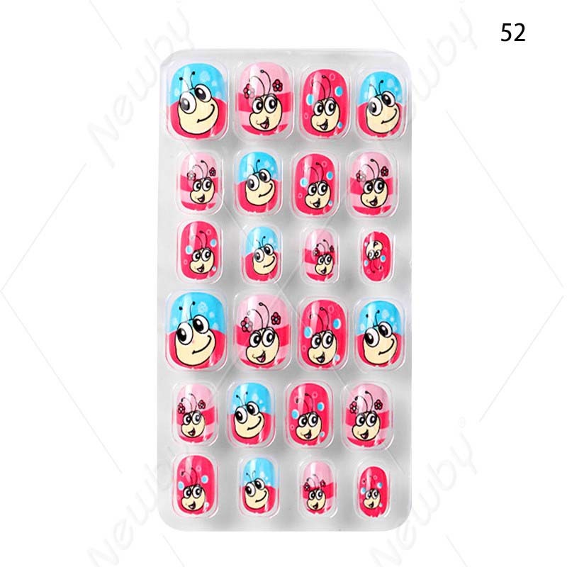 24Pcs Cute Cartoon Short Kids Press On Nails Safe ABS Wearable Fake Nails