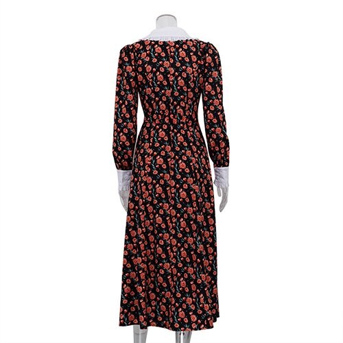 OEM maufactory  Print Long Skirt Doll Collars Polyester European American Long Sleeved