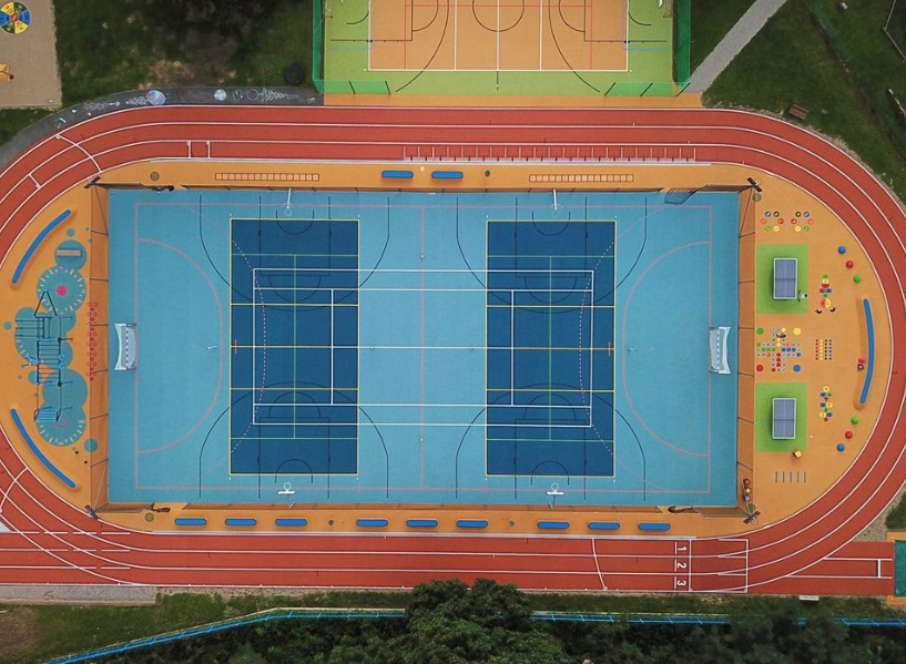 Дружественная к Эко 1.5mm повторно использованная поверхность циновки спортивной площадки SBR EPDM резиновая