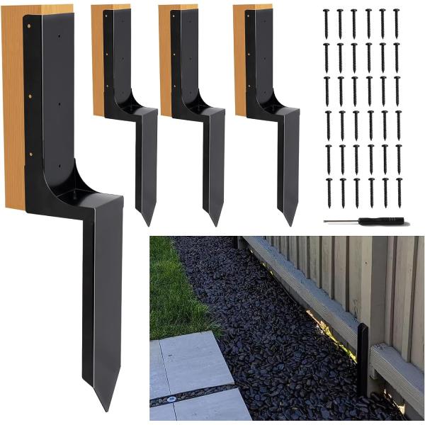 Sturdy Metal Fence Post Anchor Ground Spike for Repairing Tilted or Broken Posts