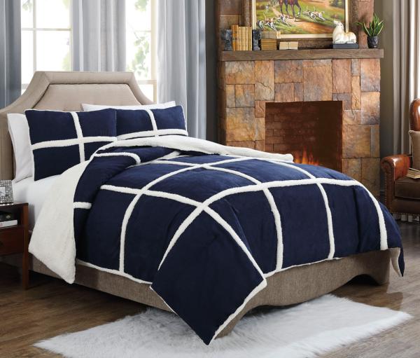 Luxurious Blue Fleece Plush Bedspread Coverlet for Cozy Winter Nights