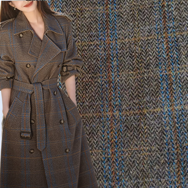210 GSM 50% Wool 50% Polyester Suit Fabric with Invisible Check for Premium Tailoring