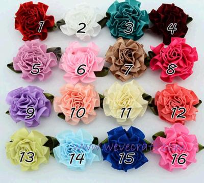 Handmade bow    ribbon bow  hair bow carnation with leaf  garment accessories