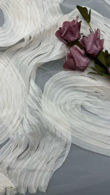 Luxary White Pleated Fabric Durable and Elegant Luxary Pleated Embroidery Fabric  Wedding Birthday Occasions Hight Quality