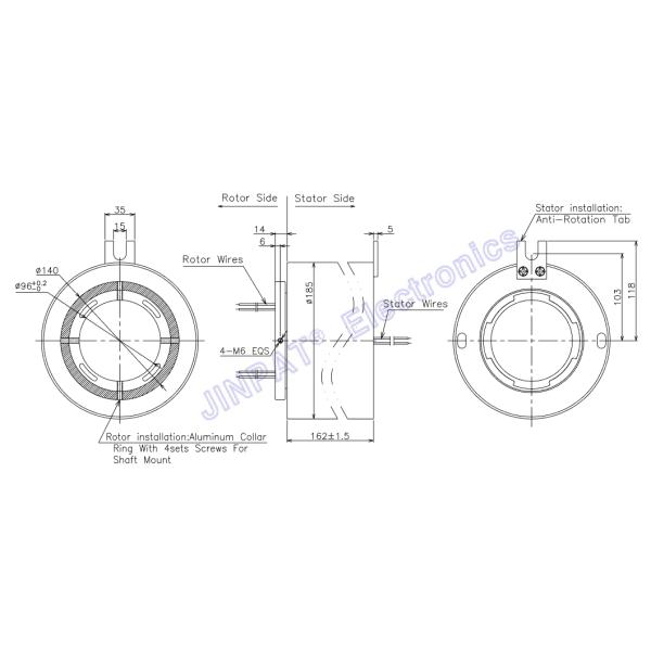 120mm Pneumatic Through Bore Slip Ring 300rpm
