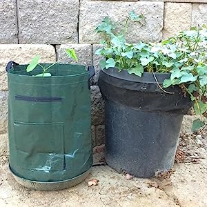 Potato Grow Bags, 4 Pack 10 Gallon With Flap And Handles Planter Pots For Onion, Fruits, Tomato, Carrot - Green