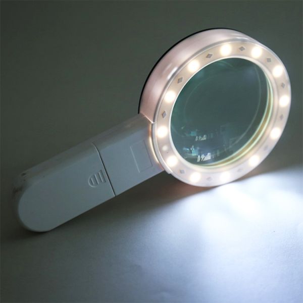 10x Light Handheld Large Magnifier Lens Magnifying Glass with Stand for Inspection
