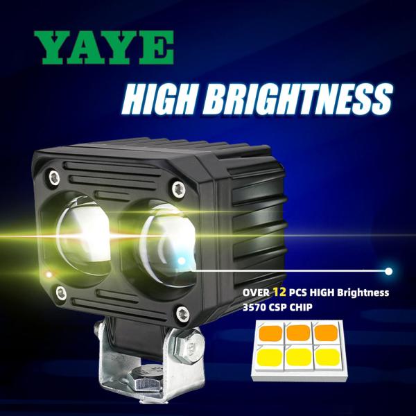 Lumière de conduite de moto YAYE Mini avec 40W 4000LM en double couleur et pièces en aluminium pour l'aviation