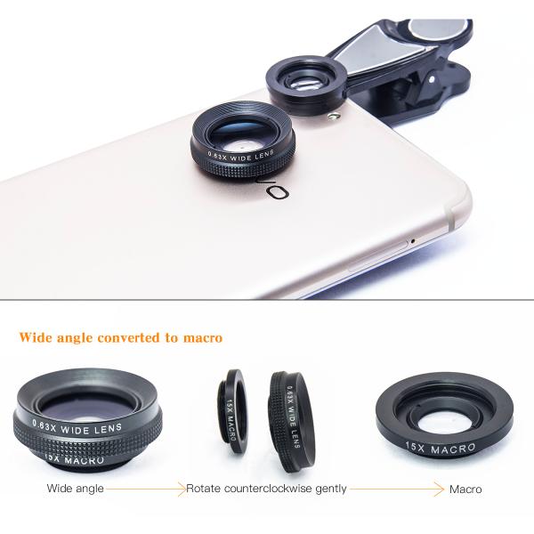 Black Alloy DSLR Camera Lens , Optical Glass 0.63X Wide Angle Digital Slr Camera Lens Filters