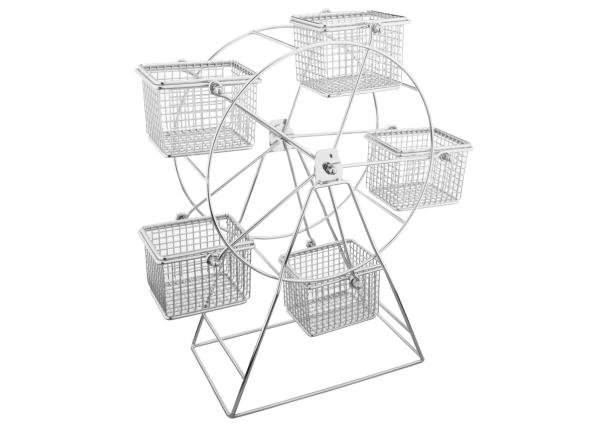 Commercial Buffet Supplies, Sky Wheel Rotary French Fries Container, Stainless Steel 6-Basket Snack Food Holder