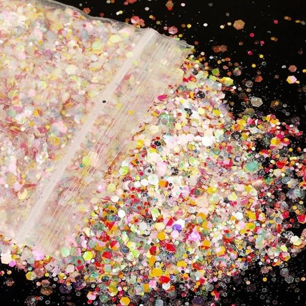Solvent Resistant Plastic Craft Glitter Chunky Spring Glitter for Resin Art Nail Body Face Eye Makeup Made in Europe