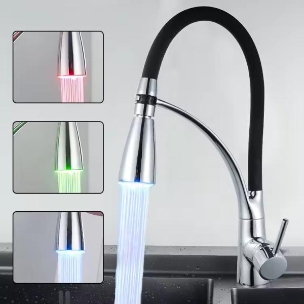 Lizhen 2024 Lizhen Single Handle Silicone Spout Brass Kitchen Faucet With Flexible Spout