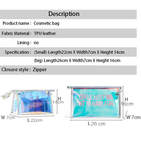 Portable laser TPU web celebrity ins style cosmetics storage bag simple transparent carry-on makeup bags