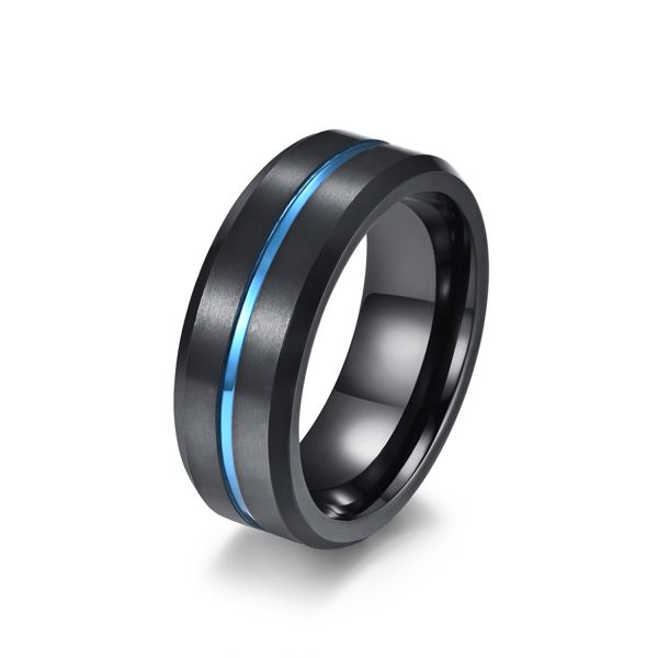 Hot Selling 8mm Slotted Tungsten Steel Ring Ring Men's Niche High-End Vacuum Plated Two-Color Tungsten Gold Jewelry Tstk002sb