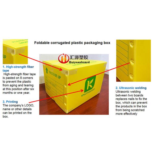 Printable Reusable Yellow Corrugated Plastic Totes