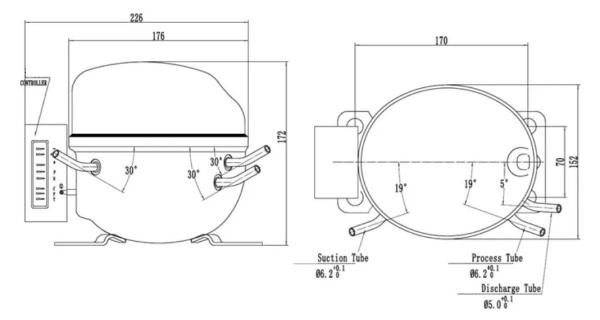 138W 24V Fridge Compressor R134a FAN Cast Iron 200L DC Series