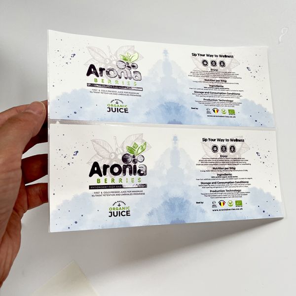 Customized Synthetic Paper Spot Glossy UV Logo Design Waterproof Matte Foundation Private Juice Water Beverages Sticker Label