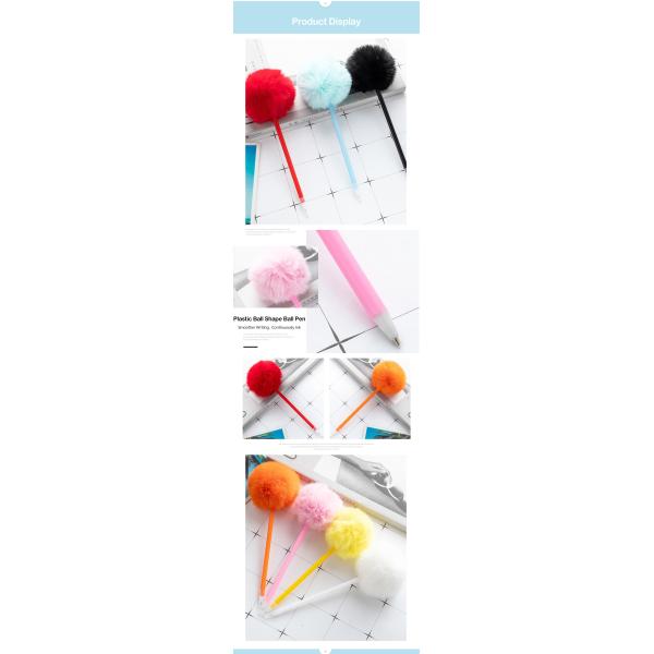 Lindo y colorido bolígrafo de plástico de pelusa suave de 1.0 mm de barril delgado