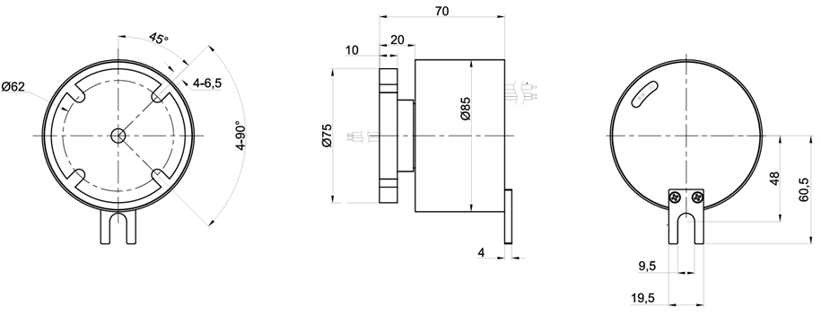 Compact 85mm OD, Solid-Shaft Slip Ring with 2 x K-type Thermocouple Signals, Engineered for Heaters and Heating Drums