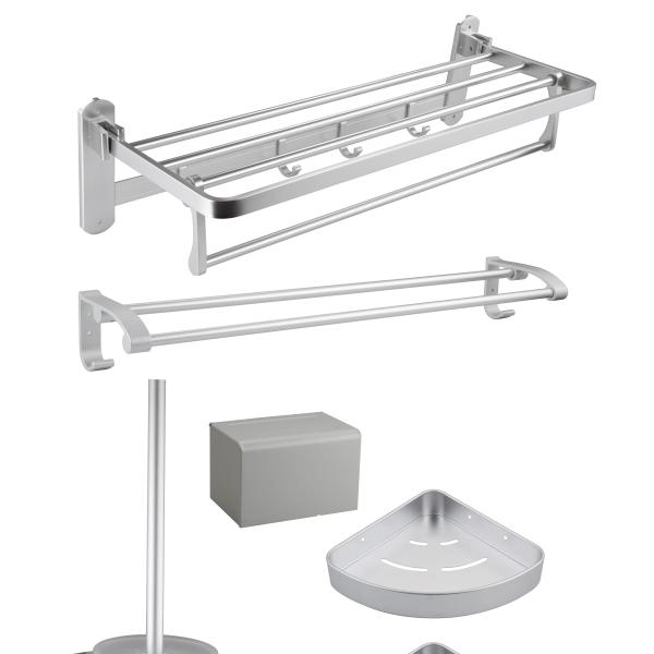 Polish Surface Finishing Luxury Bathroom Accessories Set with Aluminum Alloy Towel Rack