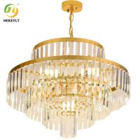 E14 Pingente de Cristal Claro Luxo Dourado E Transparente Para Sala De Estar
