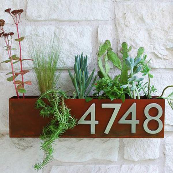 Wall mounted weathering steel decorative small flower pot