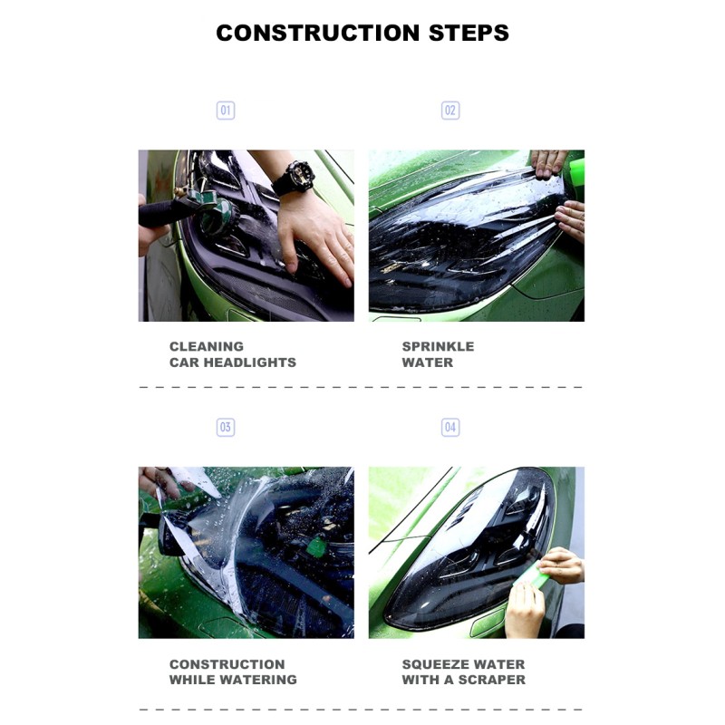30cm*10m Photochromic TPU Car Lamp Film Clear to Black Car Headlight Film
