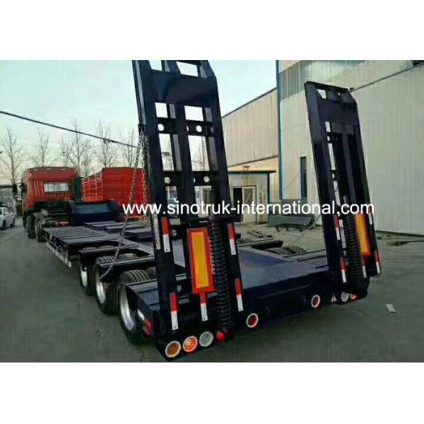 3 Axles 80 Tons 17m Hydraulic Flatbed Trailer For Loading Construction Machines