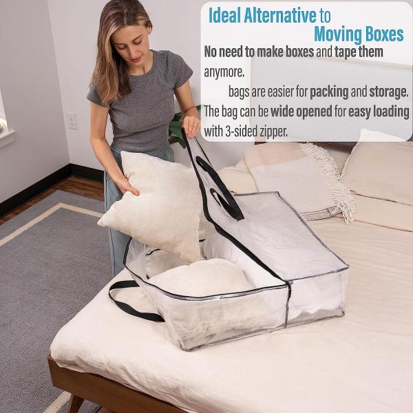 Over-Sized Clear Organizer Storage Bag Strong Handles Zippers for College, Moving Supplies, Christmas Decorations