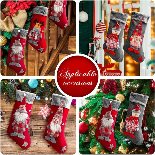 Christmas Stockings Unique 3D Gnomes Xmas Stockings Santa Claus Fireplace Hanging Stockings for Christmas Ornaments