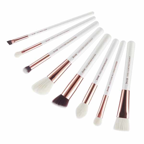 Jessup Goat Hair Makeup Brush Set 8pcs White And Rose Gold Makeup Brushes