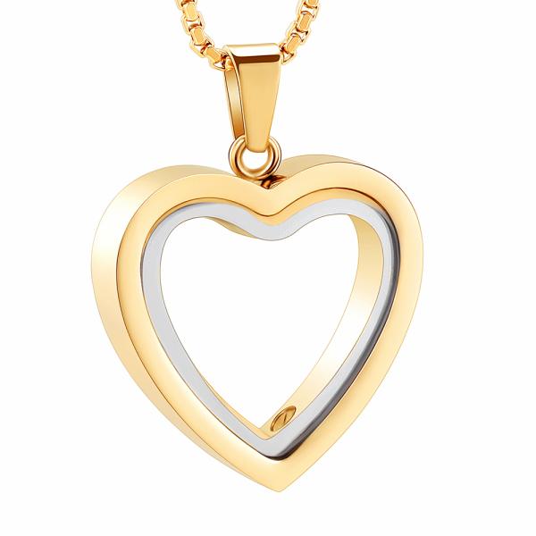 Stainless Steel Glass Heart Locket for Pet Ashes or Hair Keepsakes Memorial Necklace